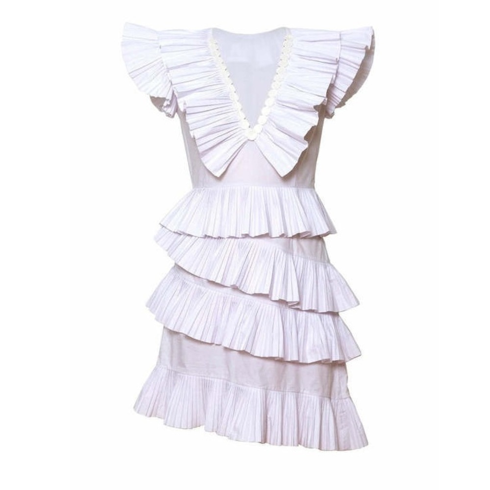 CeliaB Bjorn White Ruffle Mini Dress - Medium